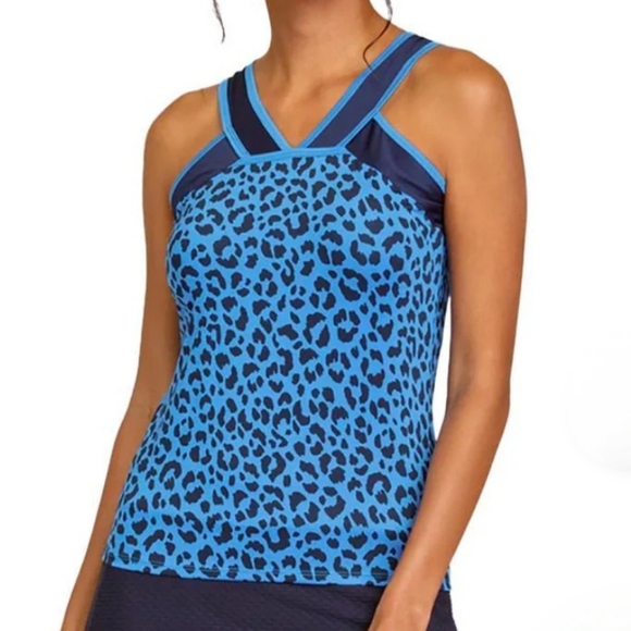 TAIL Giza V-Neck Tennis Tank Ditsy Leopard XL - Picture 1 of 10